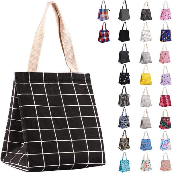 iknoe Insulated Lunch Bag for Women, 9L Sturdy Wide-Open Foldable & Portable Lunch Tote, Water-resistant Thermal Lunch