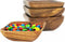 Woodard & Charles Acacia Wood 4" Individual Square Serving Bowl Set of 4 for Appetizers, Nuts, and More