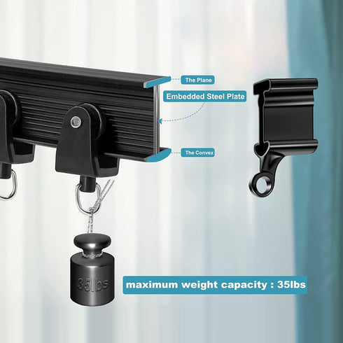 KOLAKO Curtain Track Accessories for Flexible Bendable Curved Ceiling Wall Mount Black Sliding Drop Hardware Set – 20Ft