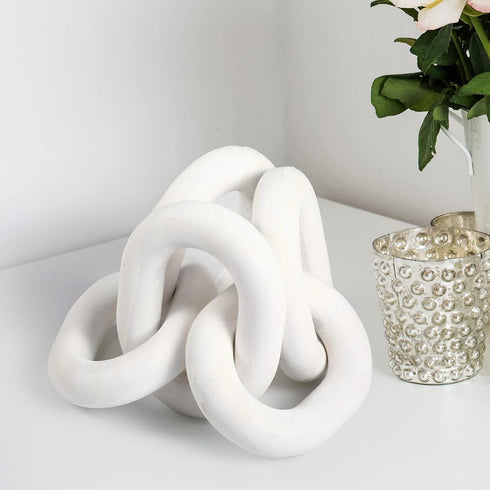 5 Table(White,13.78 Inch) Queekay Decorative Wood Chain Link Decor Rustic Link Wooden Chain Decor Ornament Farmhouse