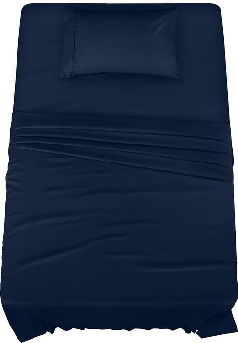 Utopia Bedding Twin XL Sheet Set, 3 Piece Microfiber Bed Sheets, Navy Blue, Includes Fitted, Flat Sheet, Pillowcase