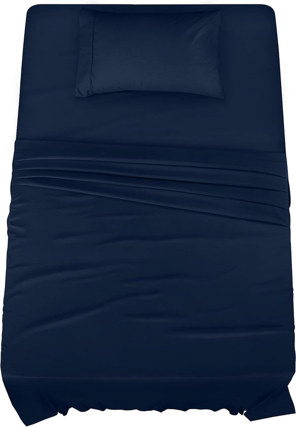 Utopia Bedding Twin XL Sheet Set, 3 Piece Microfiber Bed Sheets, Navy Blue, Includes Fitted, Flat Sheet, Pillowcase