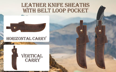 Leather Knife Sheath for Belt, Chef Knife Guard, EDC Belt Organizer for 5 inch Blade Knife