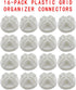 16-Pack Plastic Grid Organizer Connectors for Modular Closet Storage and Metal Grid Shelving Units, White Wire Cube Connectors with 1.42" OD and 0.16" ID Perfect Fit