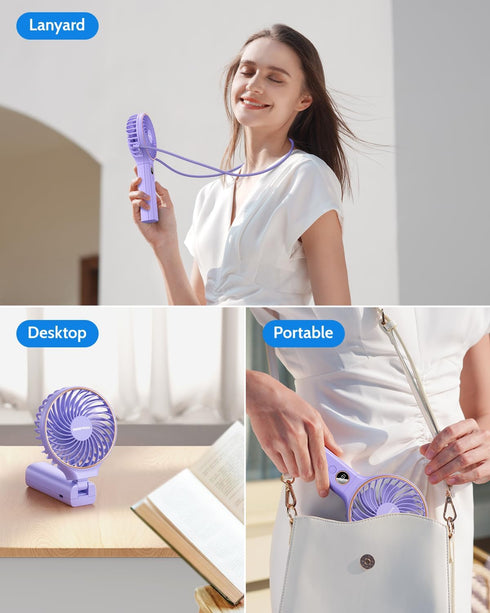 SWEETFULL Handheld Fan - Portable 5000mAh Rechargeable Battery Fan with 6 Speed Wind and LED Display for Travel