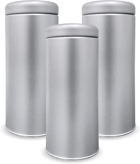 Tin Canister with Airtight Lids for Loose Tea, 16.9 ounces, Round Container for Coffee, Sugar Storage, 3pcs