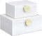 HofferRuffer Faux Leather Jewelry Boxes, Decorative Storage Accessory Organizer with Gold Hardware, Set of 2
