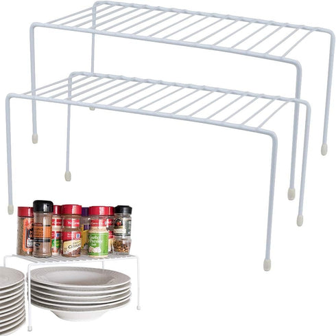 Evelots Wire Rack Cabinet Shelf Organizer - 2 Pack Sturdy Metal Riser Shelf for Kitchen, Freezer, Pantry