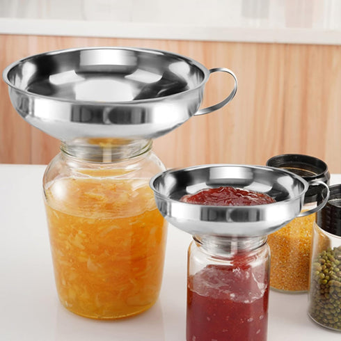 2 PCS Canning Funnel for Wide and Regular Jars, Stainless Steel Funnels for Kitchen Use, Metal Set