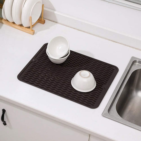 Silicone Dish Drying Mat | Eco-friendly, Heat-resistant Kitchen Counter or Sink Mat, 16 x 12 inches