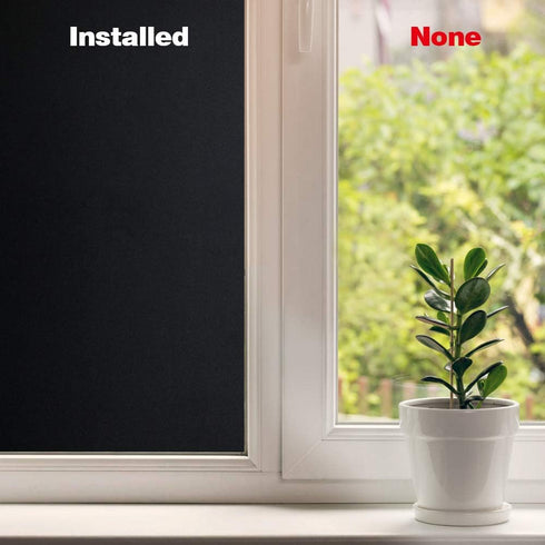 Static Cling Total Blackout Window Film, 100% UV Blocking Black Opaque Privacy Window Tint (17.7x78.7 inches)