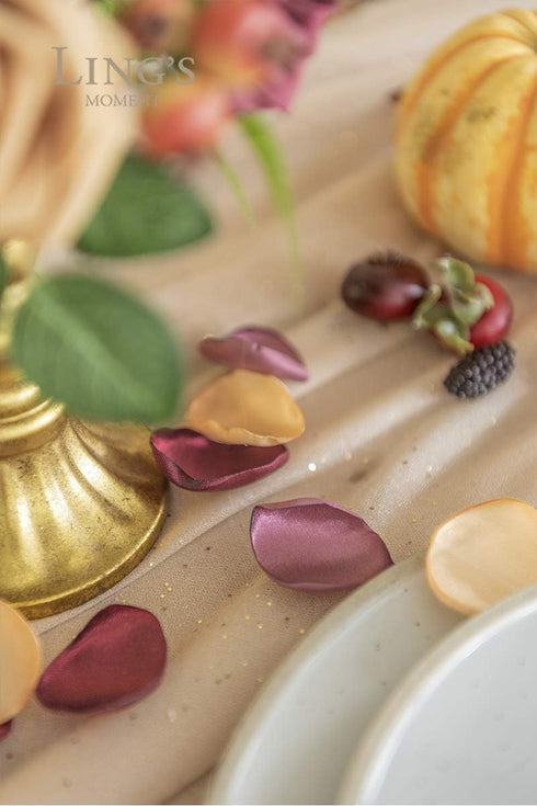 Ling's Moment Silk Rose Petals for Wedding/Aisle/Flower Girl Baskets, Burgundy Navy Gold (400pcs)