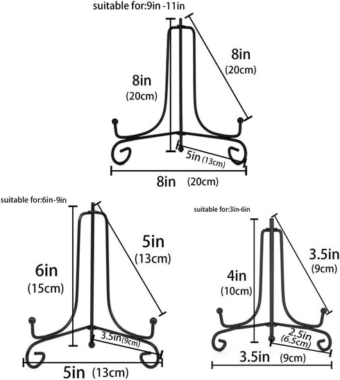 LIONWEI LIONWELI 6 Pack Iron Display Stand, Black Iron Easel Plate Holder for Pictures, Plates, Books