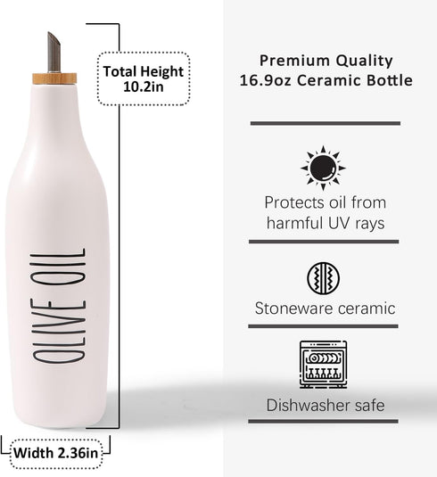 Set, 16oz Set 2 HOMCDALY Olive Oil and Vinegar Dispenser Ceramic Oil Dispenser for Kitchen, Kitchen Dispenser Bottle