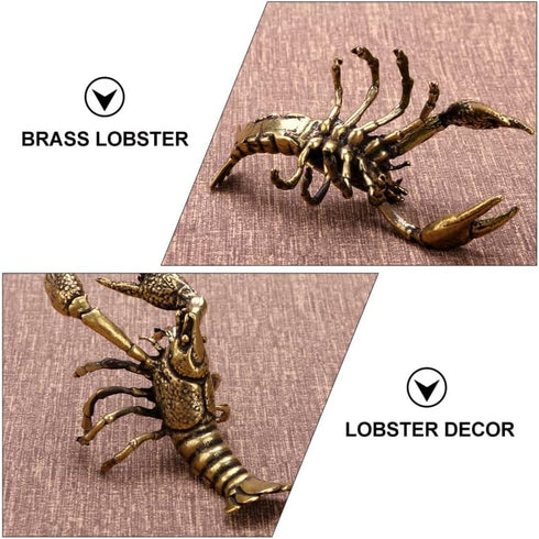 Kisangel Brass Lobster Figurine Feng Shui Statue Wealth Good Luck Sculpture Archaize Artware Chinese Tea Pet Nautical