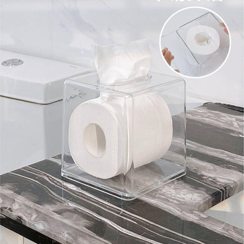 Cq Acrylic Tissue Box Holder - Clear Square Cover for Kleenex, Napkin, Facial Tissue Dispenser, 5.5 Inch