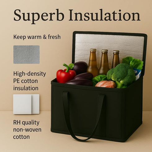 2Pk musbus Insulated Reusable Grocery Bags, Collapsible Cooler Bag for Groceries, Heavy Duty Large Insulated Bag