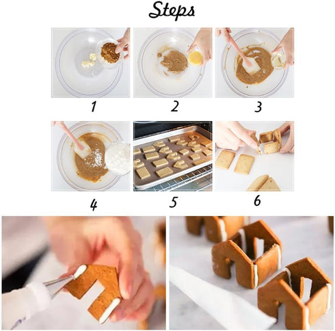 KALAIEN 3Pcs Mini House Mold Gingerbread Cookie Cutter Set, Stainless Steel, Cupcake Chocolate (Small)