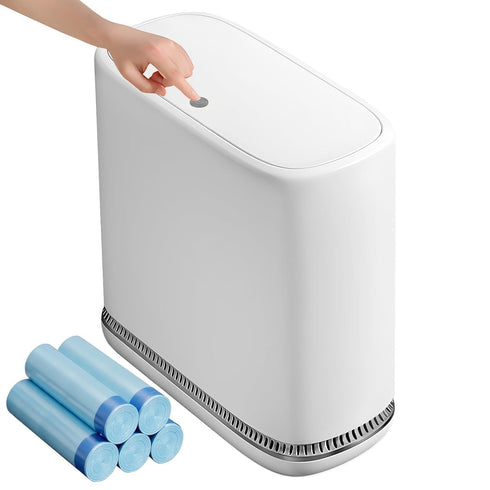Spreezy Bathroom Trash Can with Lid, 2.3 Gallon/8.6 L Small Trash Can, Pneumatic