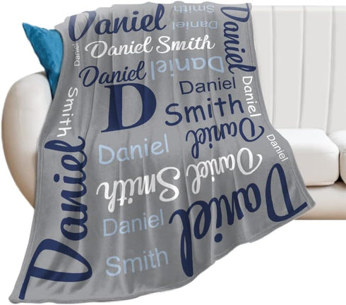 Yoke Style Ship Next Day, Personalized Blankets for Teen Girls/Boys, Custom Name Blanket for Kids, Customized