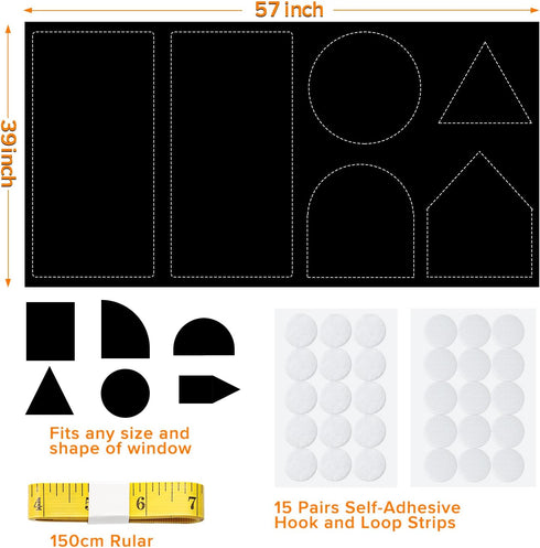 Portable Blackout Curtains, 40" x 57" Blackout Shades, 100% Portable Blinds with Hook & Loop Tabs for Travel