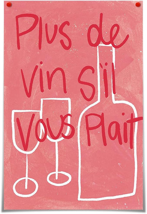zphvaqd 24 36 Pink Canvas Wall Art Print Wine Pictures Feminist Posters French posterTrendy Teen Girl Funky Home Decor
