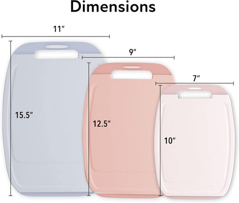 Neoflam Microban Protection Cutting Board 3 Piece Set, Stain & Odor/BPA Free, Reversible Board, Non-Slip Handle