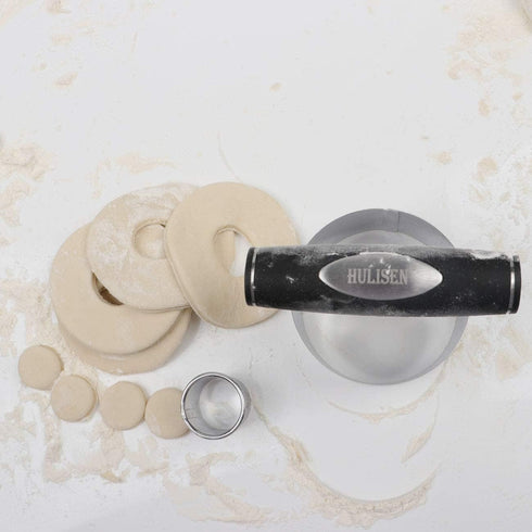 HULISEN 3.5 inch Biscuit Cutter, Stainless Steel Round Cookies Cutter with Soft Grip Handle, Professional Baking Dough