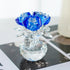 H&D HYALINE & DORA Blue Crystal Rose Flowers Figurines Ornament with Gift Box