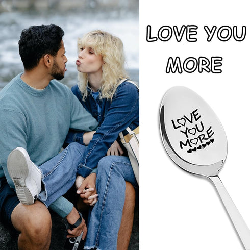 Love You More Spoon Gifts for Him, Her, Anniversary, Birthday Gifts for Couples, Tea Coffee Spoons