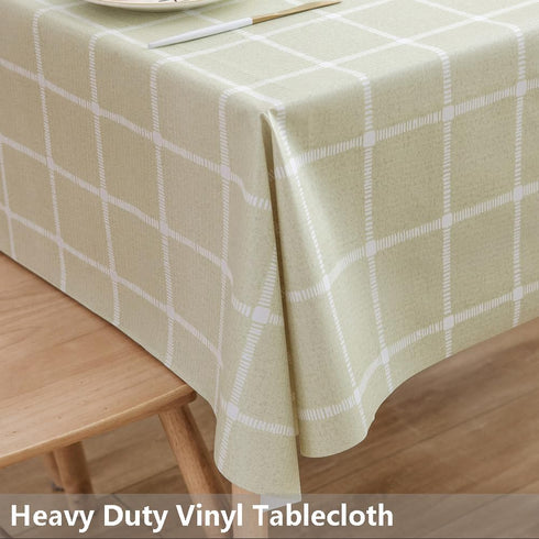 TruDelve Heavy Duty Vinyl Tablecloth, Sage Green Plastic Table Cloth, Spring Square Tablecloths Waterproof Outdoor