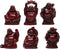 BRABUD Feng Shui Red Resin Laughing Buddha Statue Figurines Set of 6 BS001