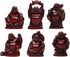 BRABUD Feng Shui Red Resin Laughing Buddha Statue Figurines Set of 6 BS001