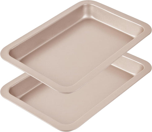 Baking Sheet Pan Set of 2 - 10-Inch Rectangle Deep Cake Pan for Baking