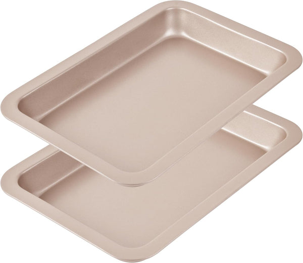 Baking Sheet Pan Set of 2 - 10-Inch Rectangle Deep Cake Pan for Baking