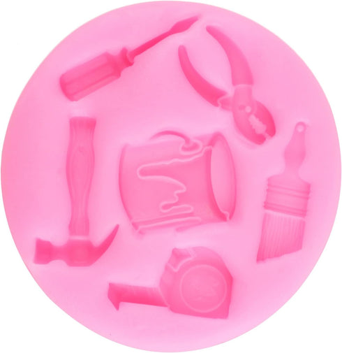 Mini Construction Tools Fondant Mold for Cake Decorating, Hand Tools Silicone Molds for Cupcake Topper Chocolate Candy