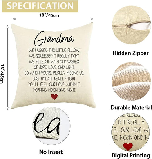 18x18 Inch, Ogiselestyle Grandma Gifts Pillow Covers Decorative Home Throw Pillow Case, Grandma Birthday Gifts from