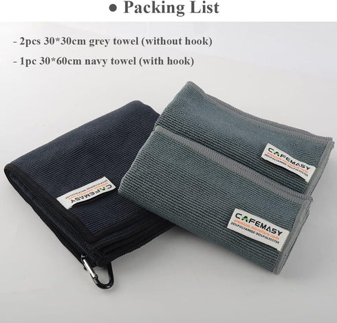 CAFEMASY Barista Cleaning Towel with Hook, Pack of 3pcs Soft Microfiber Cloth for Espresso Machine