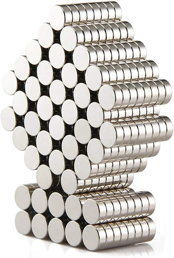 DIYMAG 300 PCS Small Refrigerator Premium Brushed Nickel Magnets - 6x2 mm for Office