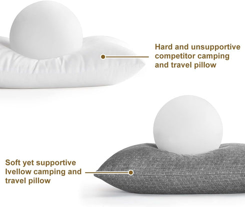 Ivellow Compressible Travel Pillow, Shredded Memory Foam Camping Pillow for Outdoor Backpacking and Hiking