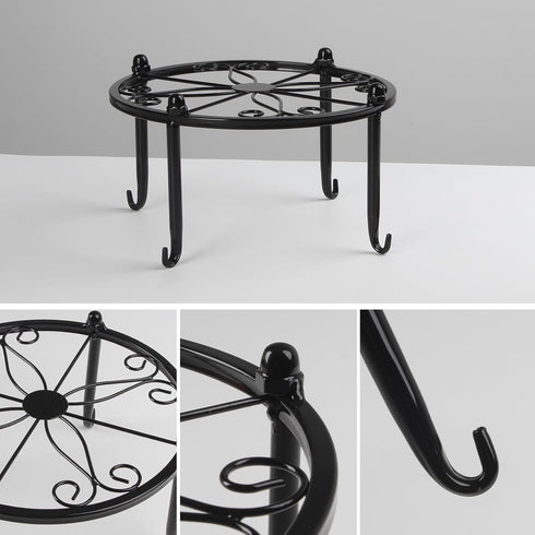 Heavy-duty Metal Beverage Drink Dispenser Stand, Cold Water Glass Container Holder, Countertop Rack for Juice, Black