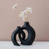 Set 2, Liotww Black Vases Home Decor of Ceramic Black Small Flower Vase, Minimalist Boho Decorative Modern Donut Vase