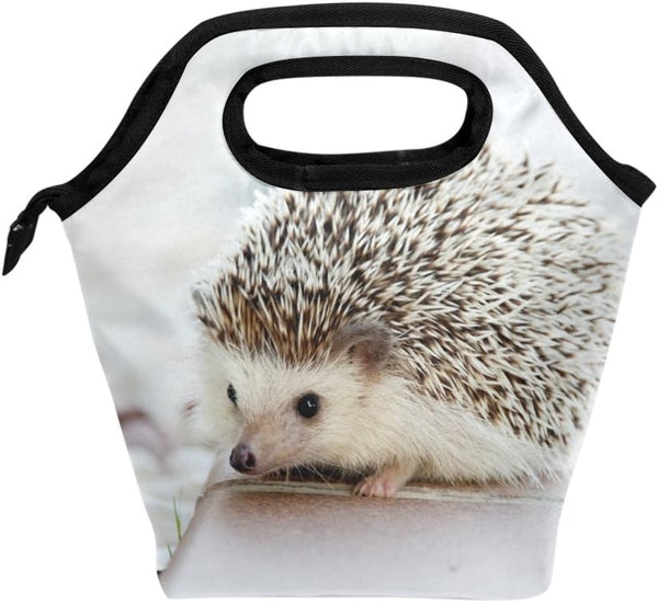 senya Lunch Bag, Hedgehog Printed Neoprene Tote, Reusable Insulated Waterproof Gourmet Lunchbox for Men, Women, Kids