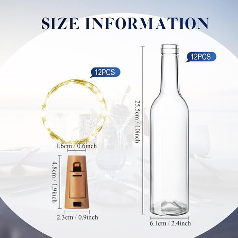 12 Sets 30 Decoration(375 ml,Warm Rtteri Small Empty Wine Bottles with Cork Lights Centerpiece and LED Battery Operated