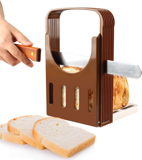 Bread Slicer Toast Cutter Kitchen Tools, Foldable Sandwich Slicing with 4 Thickness for Homemade Bread, 8.7 * 5.5 *