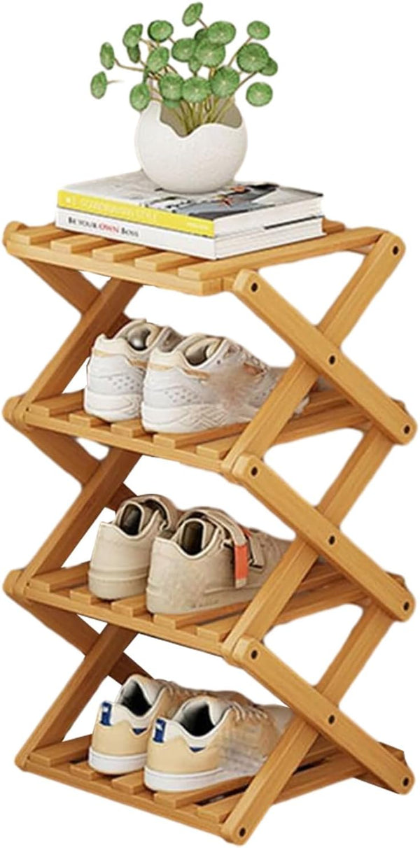 Comeon Shoes Rack for Front Door,Space Saving Wooden Shoes Organizer Entryway Corner