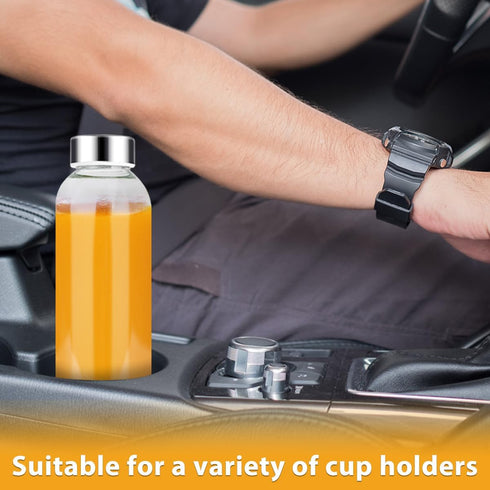 18 oz (6-Pack, PROBTTL Glass Juice Bottles with Lids Refillable Clear Glass Water Bottles with Stainless Steel Airtight