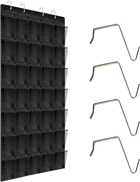 Tiny pets Over the Door Shoe Organizer 35 Pockets, Black Folding Hanging Shoe Rack