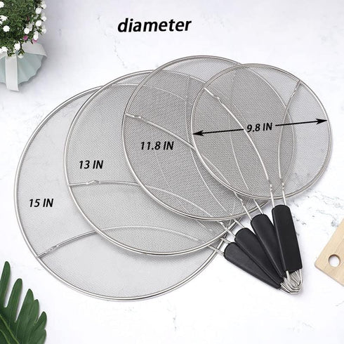 Large Splatter Screen for Frying Pan, 15 Inch Stainless Steel Grease Splatter Guard, Mesh Frying Screen for Kitchen