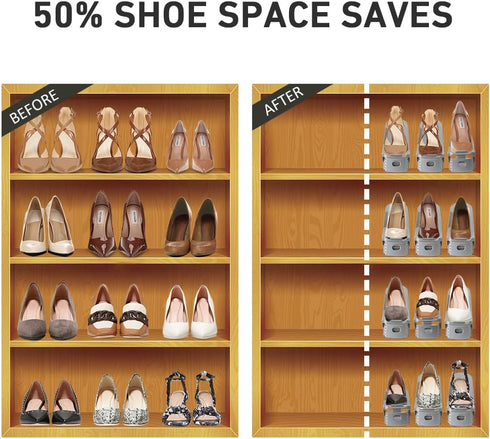 Shoe Slots Organizer 20 Pack - Shoe Stackers for a Pair of Shoes, Adjustable Thickening Expandable Shoe Rack